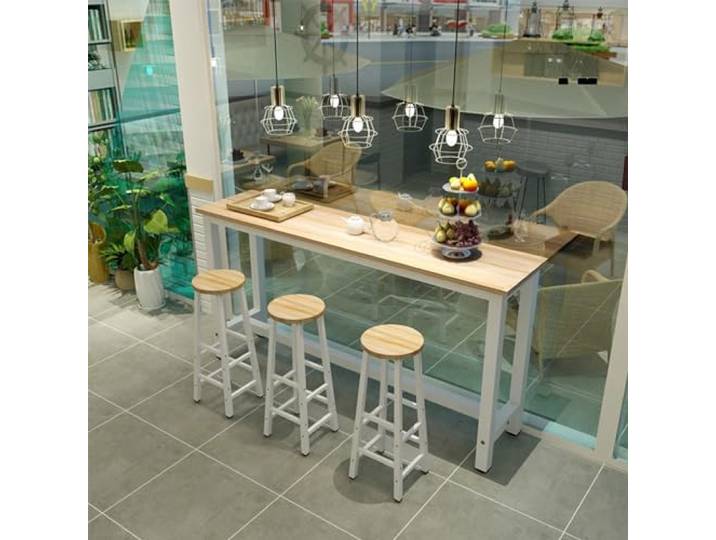 KERIVO Bartisch Bistrotisch Rechteckig Stehtisch Küche,Bartisch für Küche,minimalistischer Design,für Garten, Balkon, Terrasse Heller Nussbaum + Weiß 160×30×100cm