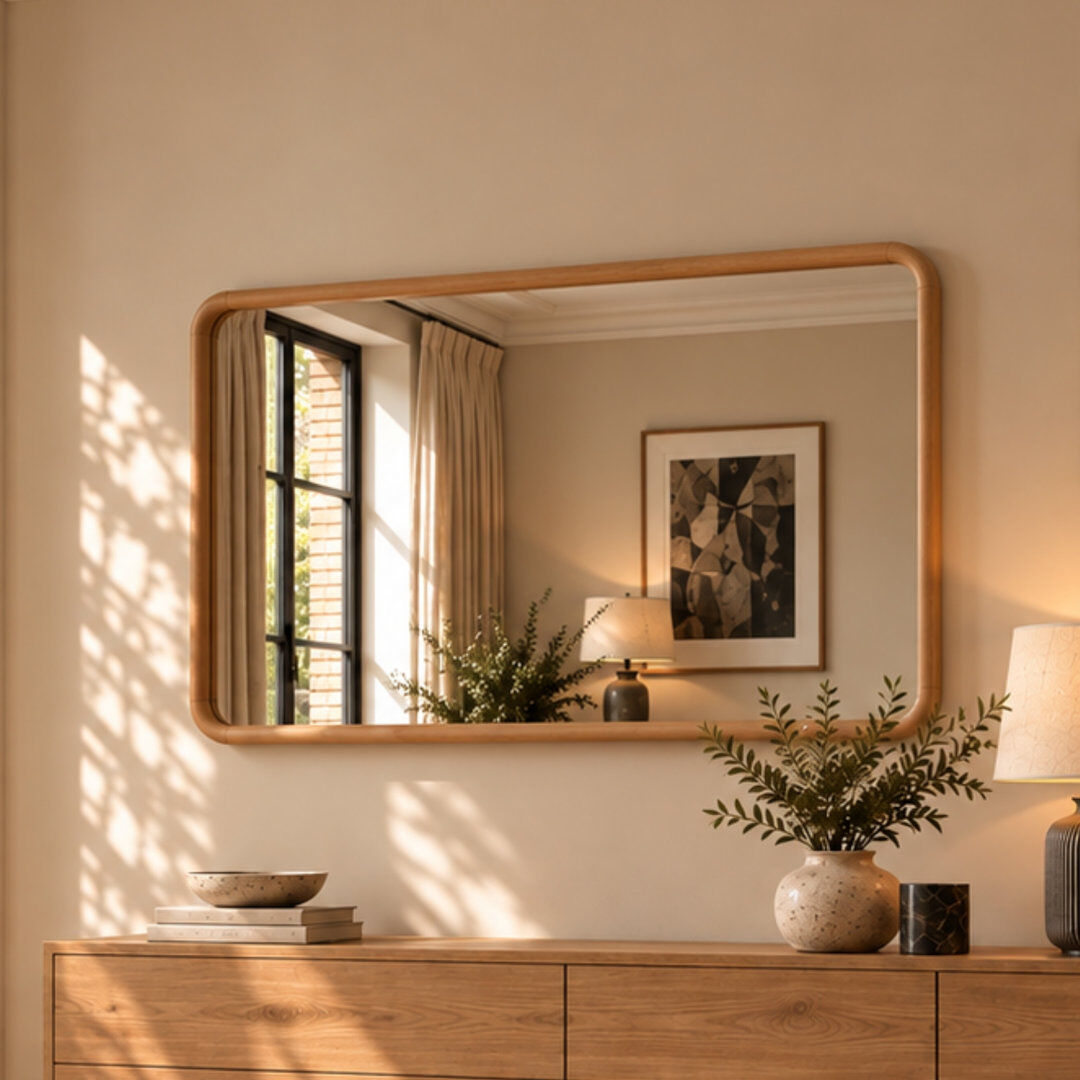 17 Stories Oak Framed Large Full Length Mykelti Mirror Oak Wood 90cm H x 60cm W