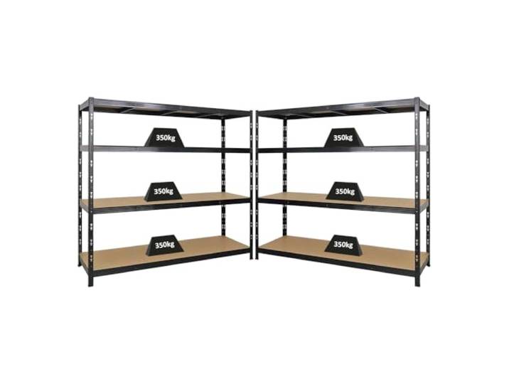 PROREGAL Mega Deal 2X Profi Schwerlastregal Goliath, HxBxT 180x200x60cm mit Fachlast 350kg, 4 Fachböden, Schwarz, Steckregal Garagenregal Lagerregal Werkstattregal Weitspannregal