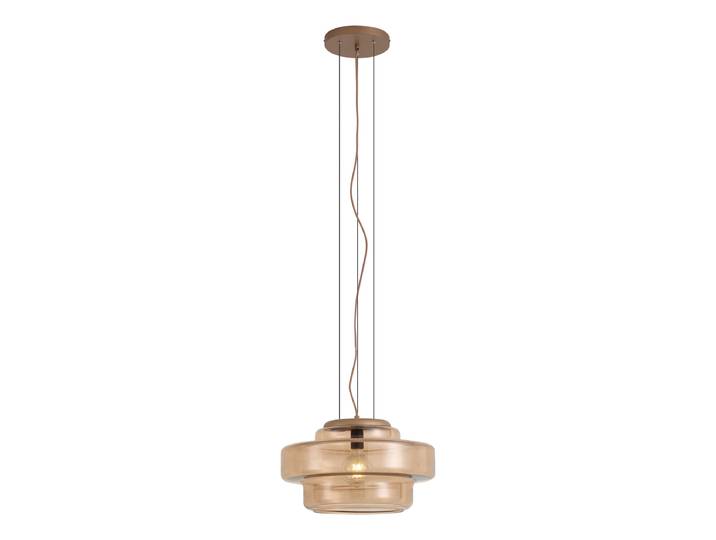 Qazqa Suspension Rétro Bronze Foncé Avec Verre Ambré - Barb