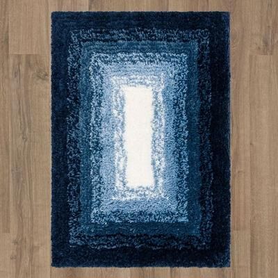 Mohawk Rug & Textiles Ombre Border Rectangle Bath Rug Midnight, 45 x 27, Midnight