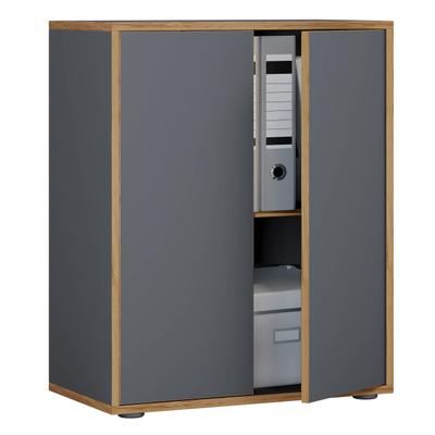 Aktenschrank VCM "Büroschrank Aktenschrank Sideboard Salia 2fach", schwarz (anthrazit), B:60cm T:33cm, Obermaterial: 100% Holz Wood., Schränke