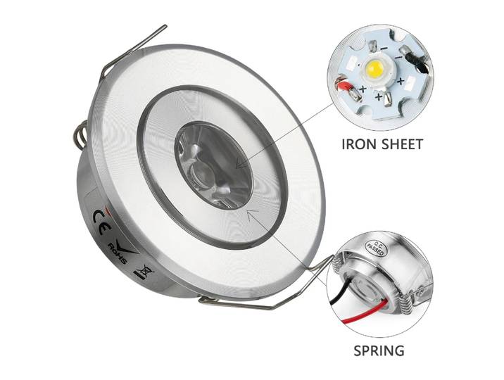 JOYINLED 10PCS 3W 6000K Mini spot LED encastrable argenté 85-265V pour éclairage d'ambiance, plafond, escaliers, armoires