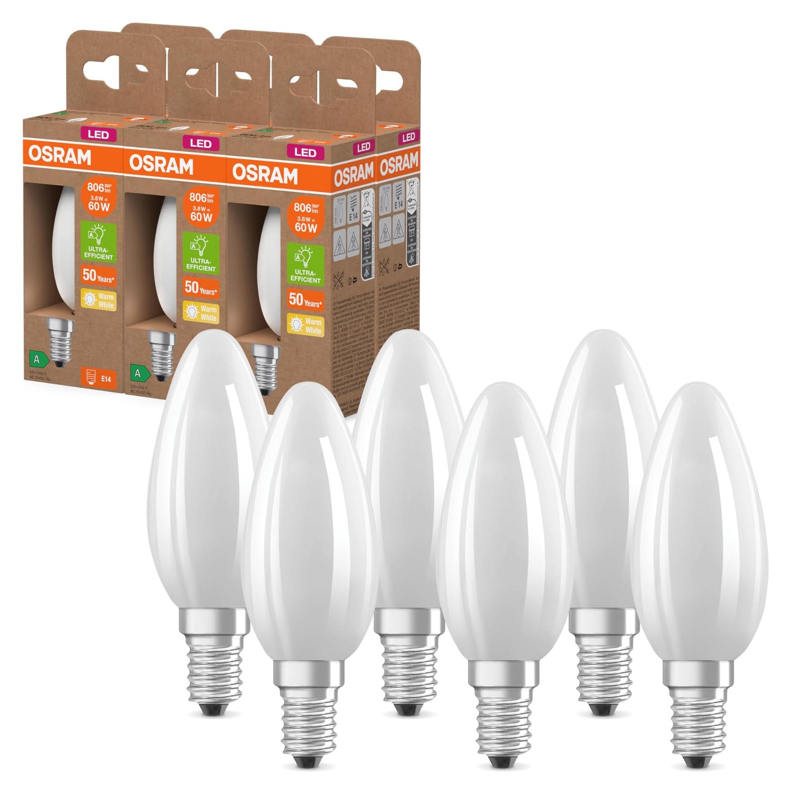 Osram LED-lamp in klassieke kaarsvorm, 3,8 W, 806 lm