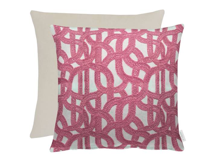 Coussin Rafia Rose foncé/Rose foncé 45 x 45cm Tissu mélangé