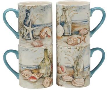 Certified International Coastal Landscape 16 oz. Mugs, Set of 4 Assorted Designs