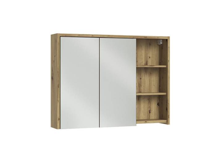 Vicco Badspiegelschrank Viola, Cashmere/Artisan-Eiche, 100 x 75 cm, Kaschmir, Eiche Artisan, Holzwerkstoff, 4 Fächer, Rechteckig, 100x75x18 cm, Badezimmer, Badezimmerspiegel, Spiegelschränke
