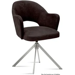 ARMLEHNSTUHL drehbar (8er-Set) Davinia 59x87x61 Edelstahl/Espresso