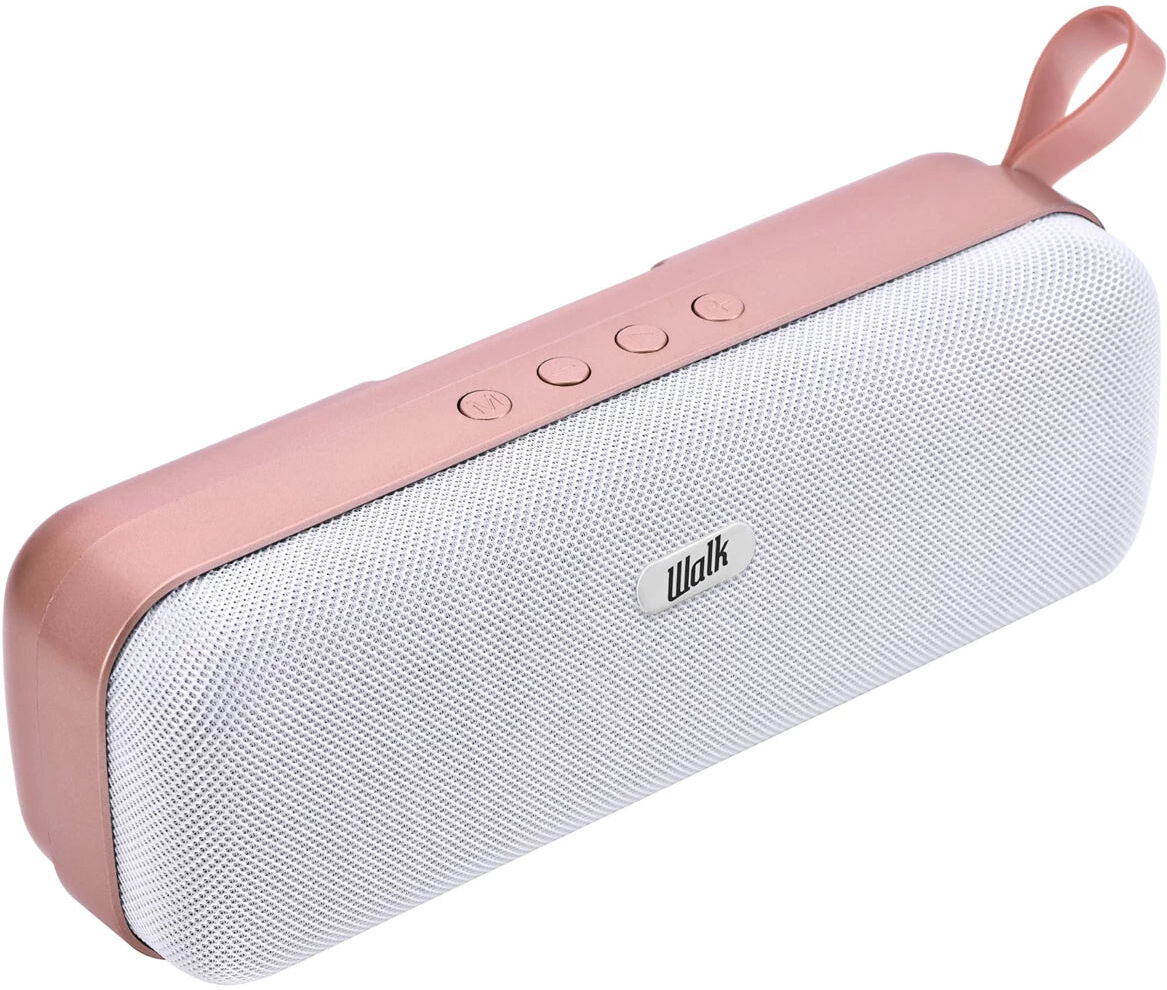 Walk Audio H204 Rose Gold Bluetooth Speaker – Portable Fabric Wireless Speaker with 2 x 5W Sound, Bass Boost & Built-In Mic, New