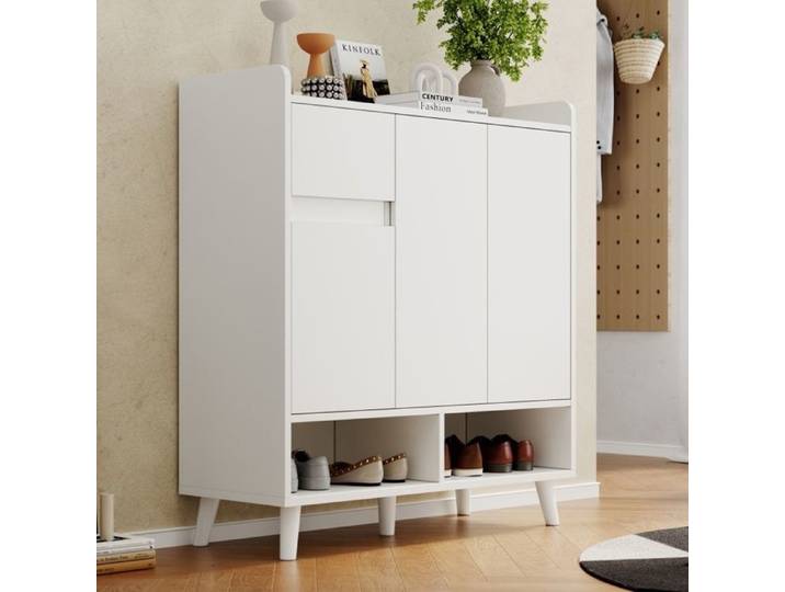Commode / buffet / meuble à chaussures avec étagères réglables – Meuble de rangement minimaliste avec pieds en bois massif