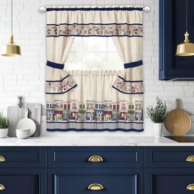 "Bon Appetit - Printed Cottage Window Curtain Set by Achim in Multi (Size 36"")"