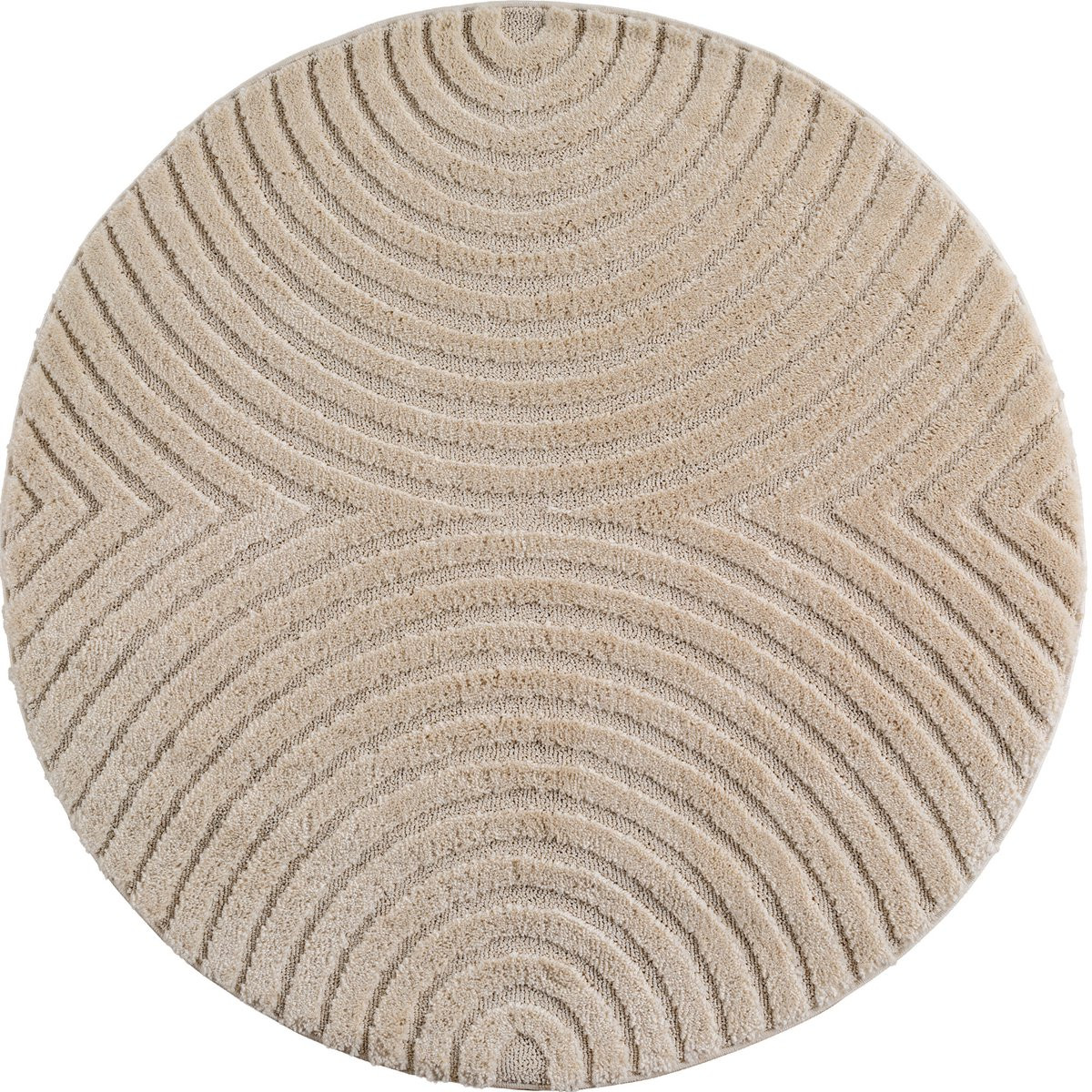 Japandi ART Rond Scandinavisch Vloerkleed - Beige - Ø 160 cm