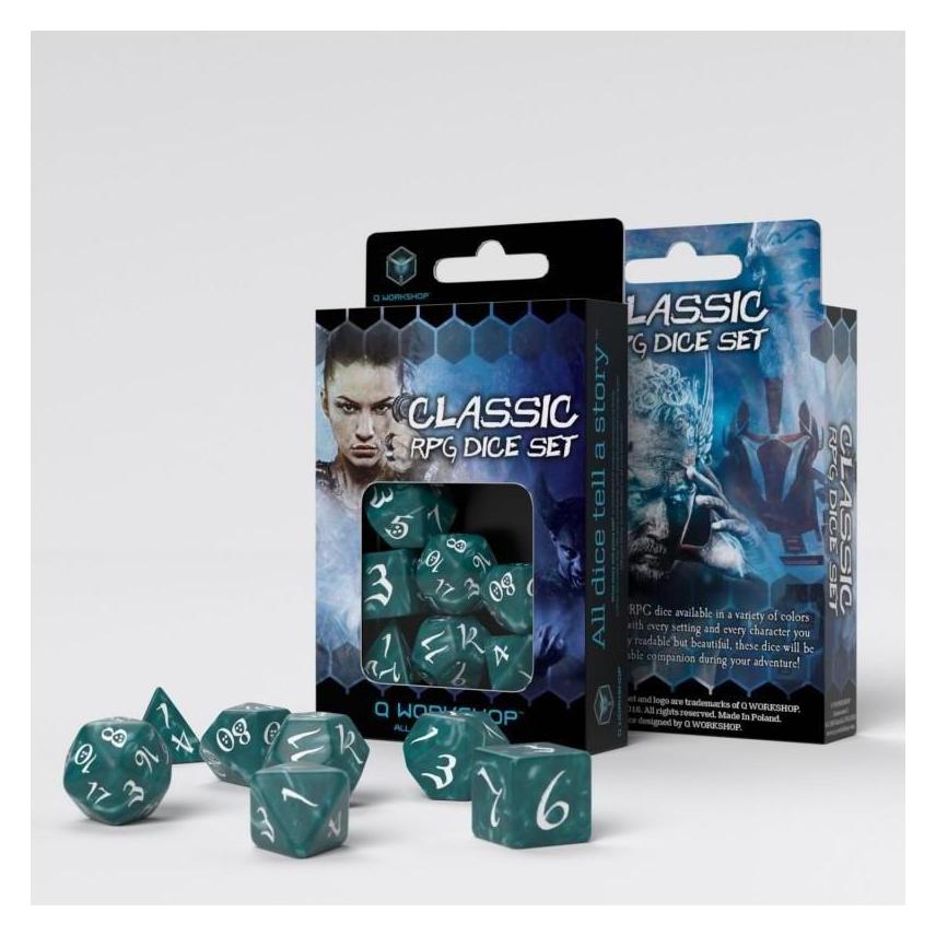 Q Workshop SCLE1A - Classic RPG Stormy & weiss, Würfelset (7 Stück) (SCLE1A)