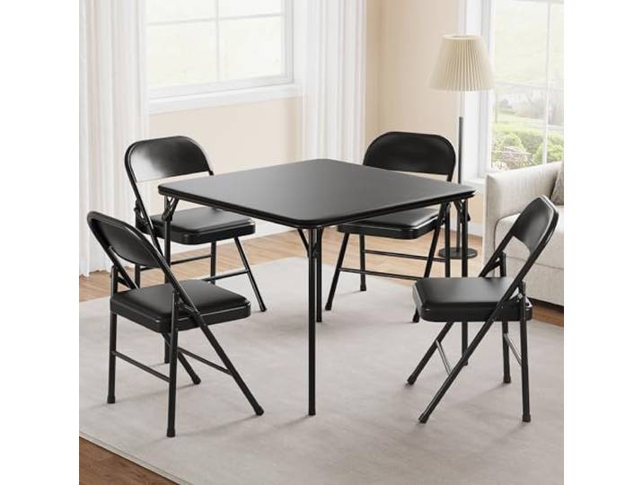IDEALHOUSE 86 cm Klappbarer Spieltisch mit wasserabweisender PU-Polsterung – stabiles Metallgestell, tragbar für Wohnzimmer, Büro & Camping – montagefrei, platzsparend (Schwarz)