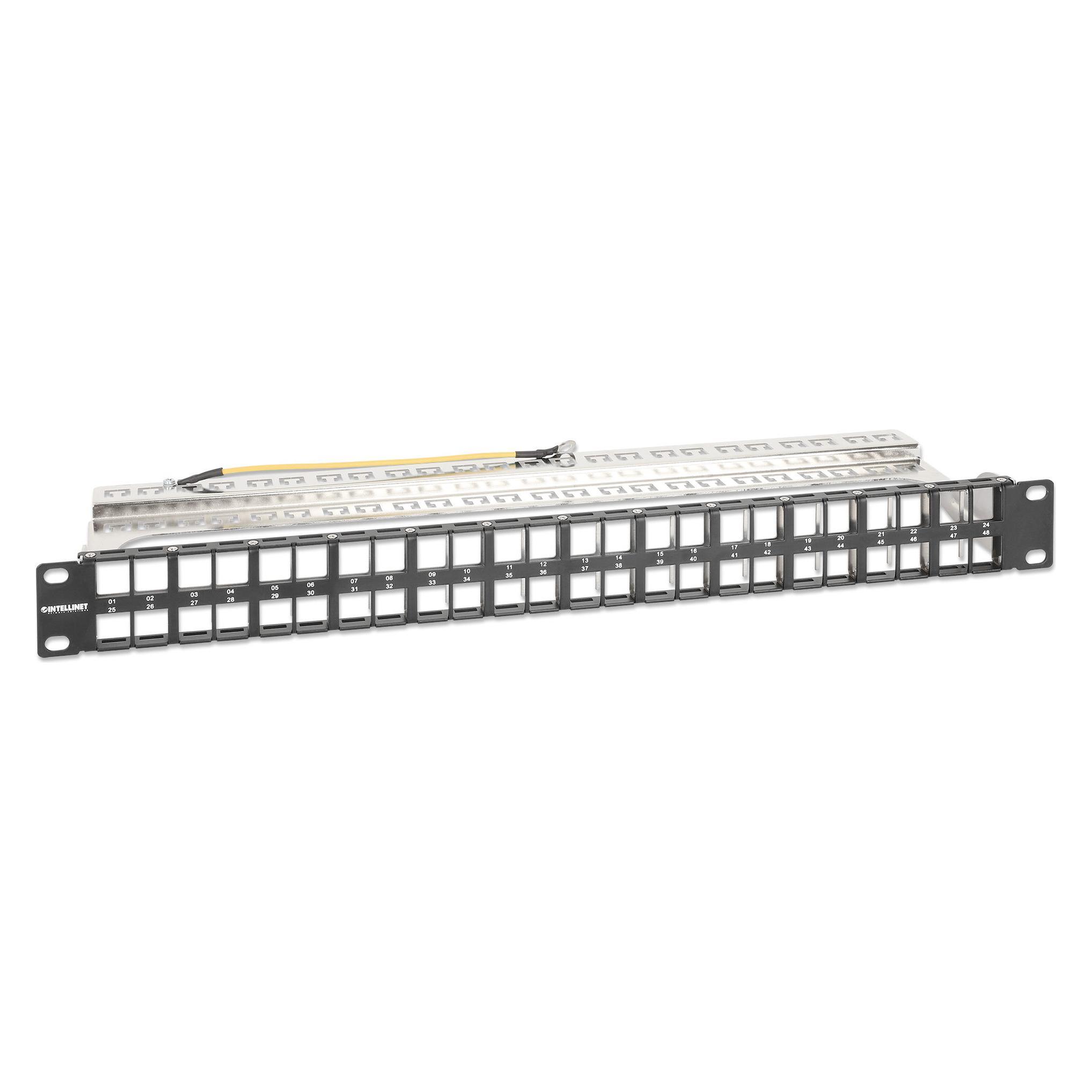 Intellinet 48-Port Patchpanel, geschirmt und unbestückt, 1 HE (721028)
