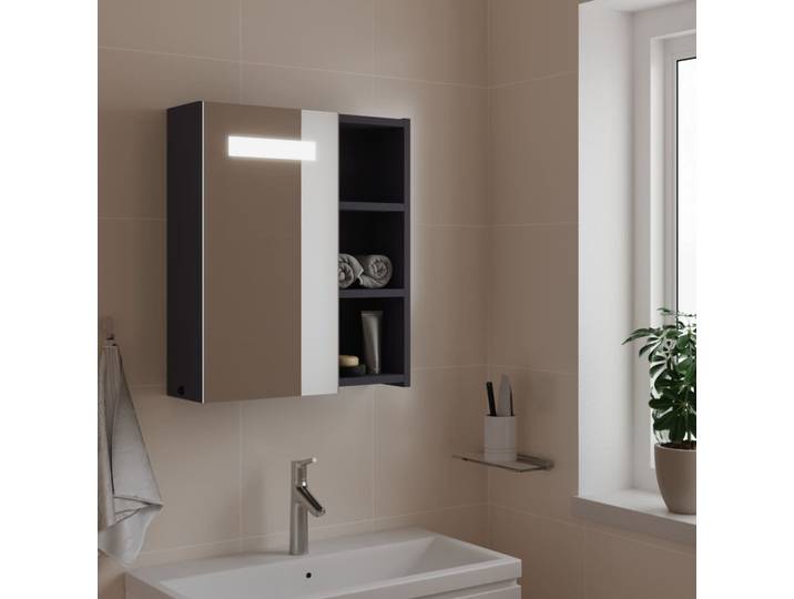 vidaXL Spiegelschrank mit LED-Beleuchtung Grau 45x13x52 cm