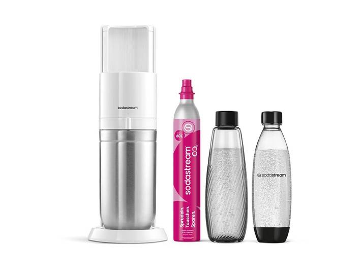 Sodastream 1016812495 DUO weiss inkl. 60L Zylinder & 1L Glaskaraffe & 1L Fuse Flasche schwarz DWS