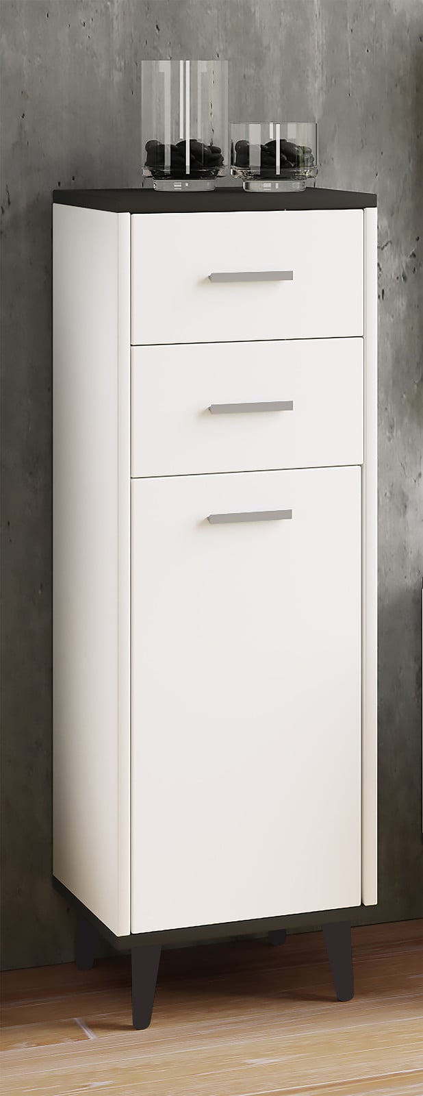 home24 Kast Lindas Wit/Antracietkleurig