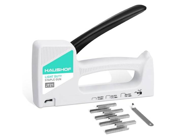HAUSHOF Agrafeuse Murale\, Légère de Type 53 avec Repoussoir\, Agrafes 800 Pièces de 8mm pour la Décoration et le Bricolage