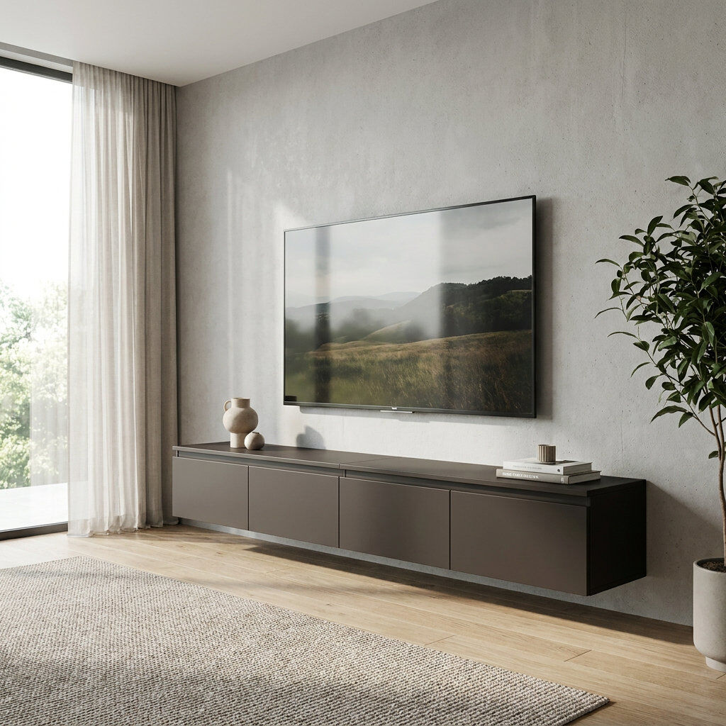 17 Stories Syvanna 200 cm Wall-Mounted TV Cabinet Black 75"