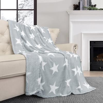 Home Soft Things Star Printed Flannel Travel Throw