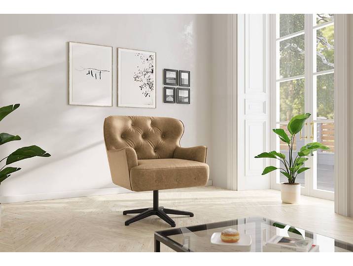 Sessel Lodging Beige Microfaser Priya 83 x 97 x 87cm