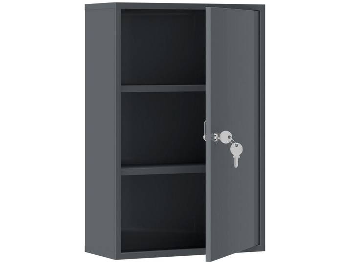Kleankin Medizinschrank Metall Grau, 18x60x40 cm, Badezimmer, Badmöbel, Medizinschränke