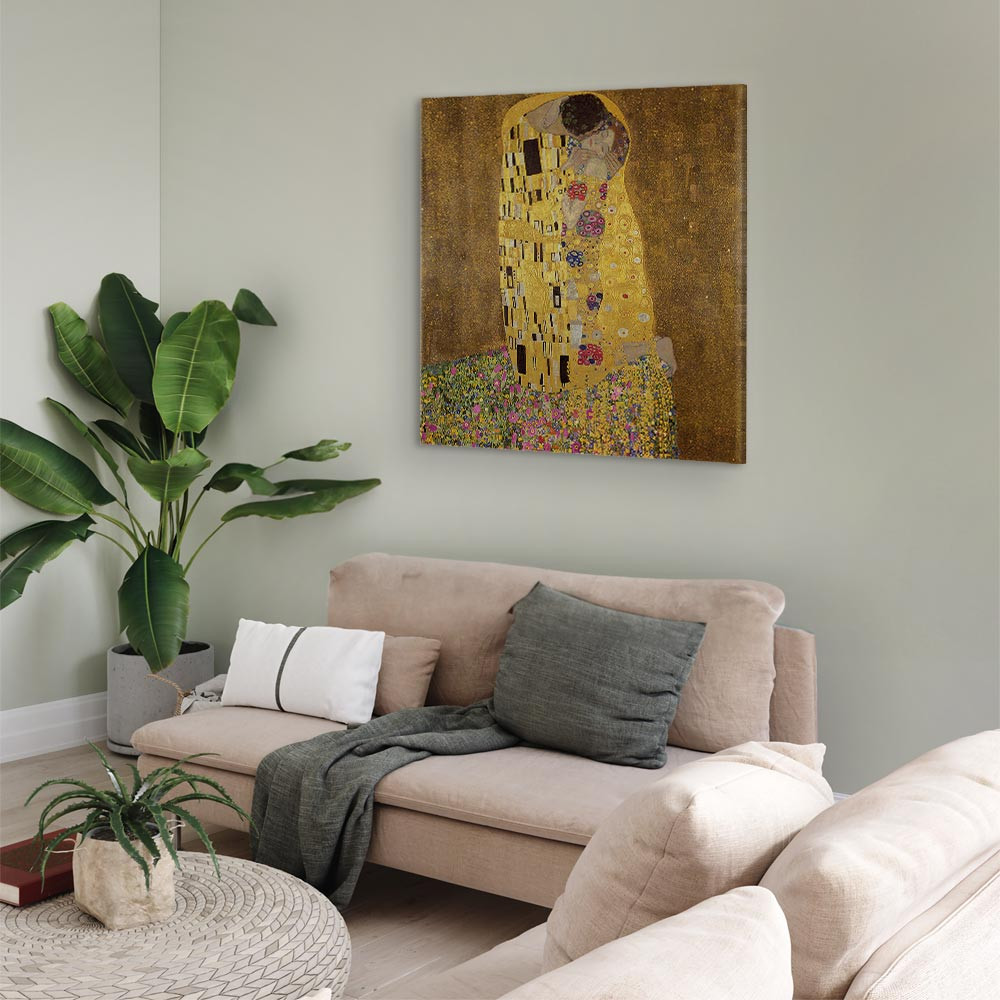 home24 Canvas afbeelding Kiss abstract goud, 80 x 80 cm