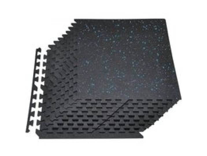 VEVOR Tapis de Sol Puzzle Fitness 24PCs 61x61x1 cm, Dalles en Mousse EVA Haute Densité, Protection de Sol pour Salle de Sport Gym Maison et Bureau, Dalles Emboîtables Noires avec Points Bleus