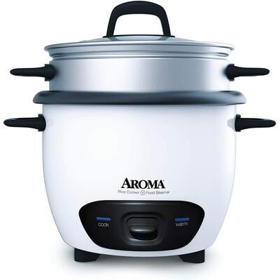 Aroma Housewares 6-Cup (Cooked) (3-Cup UNCOOKED) Pot Style Rice Cooker and Food Steam Refurbished