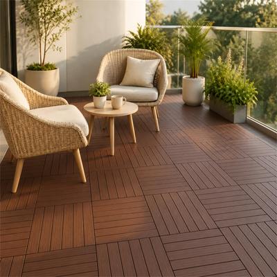 DEVERA "44-Pack 12""x12"" Waterproof Interlocking Plastic Deck Tiles - 12x12 inches"