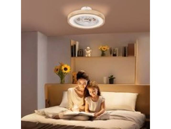 Ventilateur de plafond équipé luminaire LED RGB 40W dimmable 6 vitesses commande à distance complète fournie