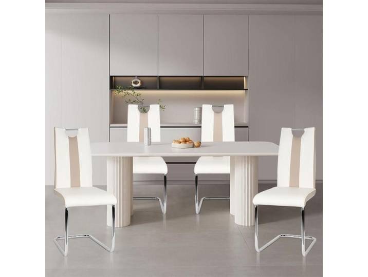 Lot de 2 Chaise de salle à manger-MENGDA-Chaise Moderne en Cuir PU-MENGDA-Pied métal Antidérapant-Maximale120 kg-44×47×99 cm