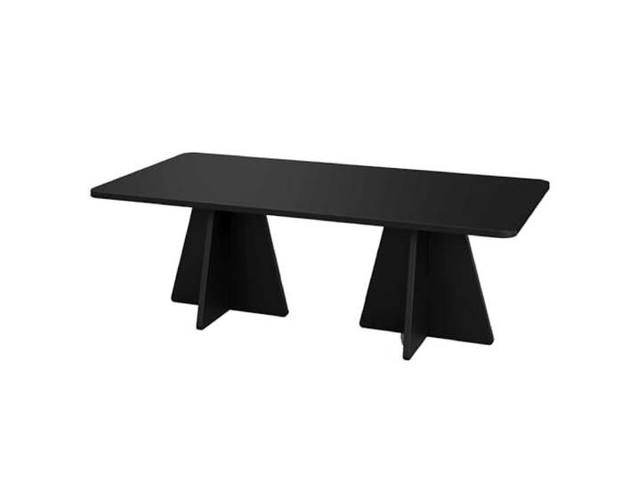 Hanah Home Modern Black Coffee Table, 120 x 60 x 40 cm 100% Melamine Coated Particle Board, 18 mm Thickness Stylish PVC Strapping, Perfect for Contemporary Living Spaces