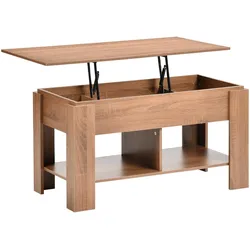COUCHTISCH mit Lift-Top, Stauraum und Ablagefach, Eiche Optik