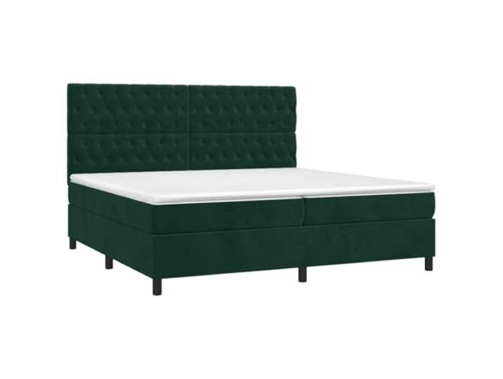 KTHLBRH Bettgestell mit Federn, Samt, dunkelgrün, 200 x 200 cm Verstellbares Kopfteil, Taschenfederkernmatratzen, mittlere bis harte Unterstützung, 2 Stück
