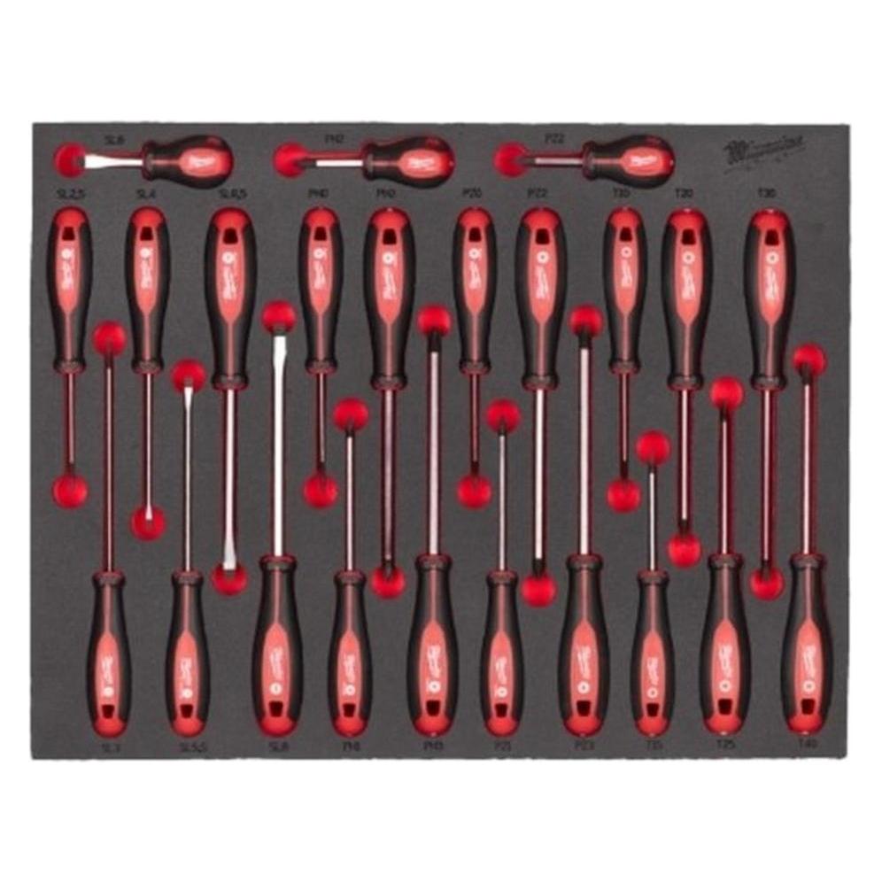 MGA Milwaukee Tri-Lobe Schraubendreher Schaumstoffeinsatz für Werkstattwagen 30" 23 Teile (4932479830)