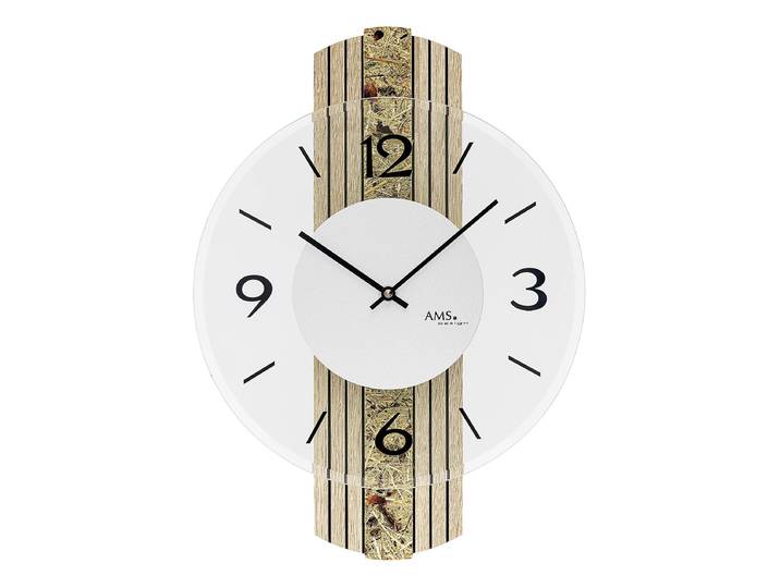 Wanduhr Ribas Holzgehäuse mit Almheu Auflage Beige/Multicolor