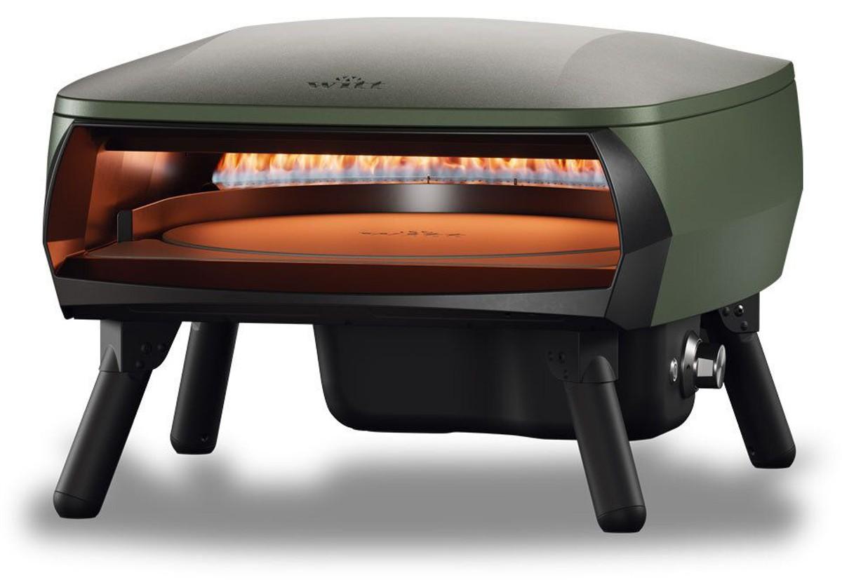 Witt PICCOLO Rotante Pizzaofen für italienische Pizza oder Flammkuchen, Pizzastein Ø 40,5 cm rotierend, Farbe: Green matt