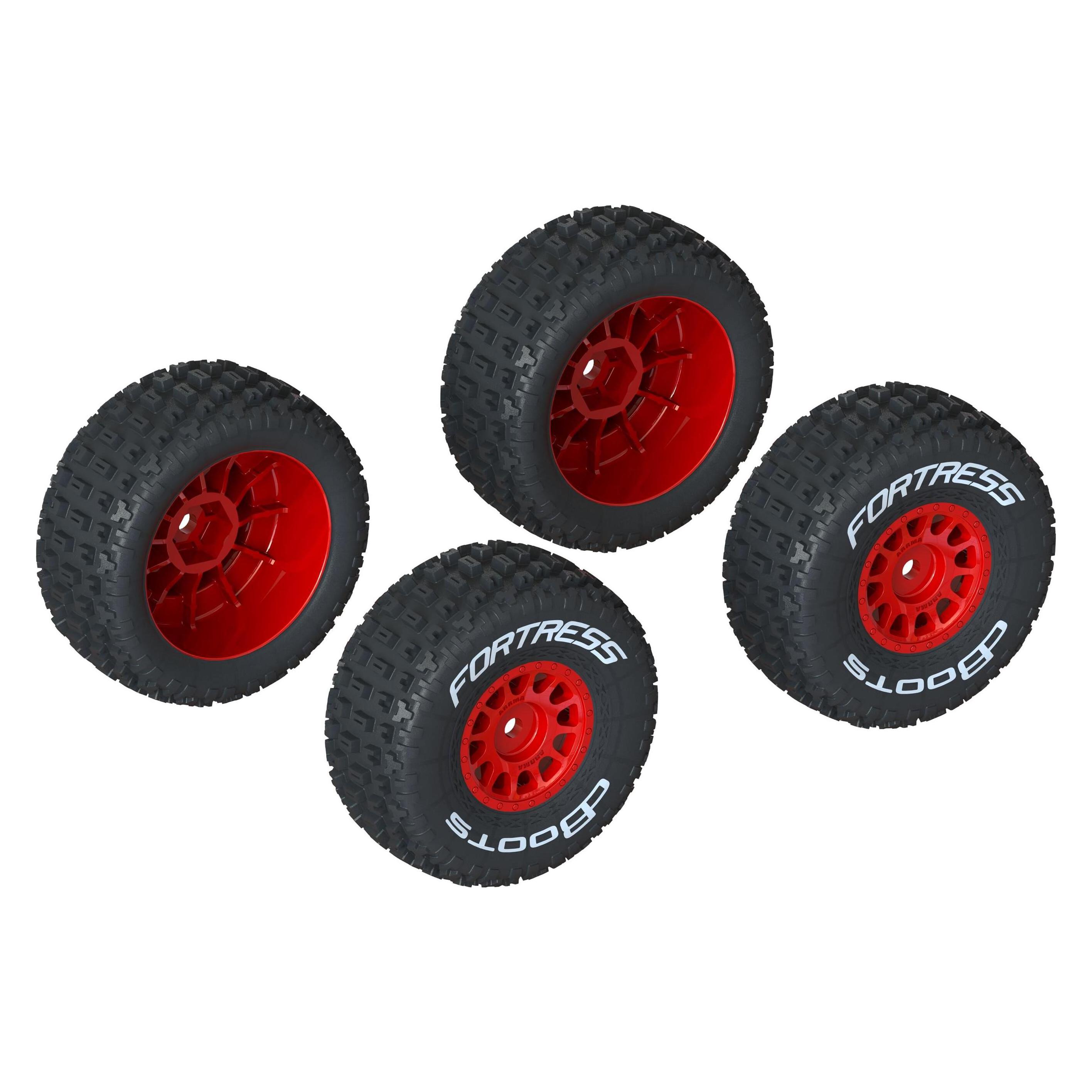 Arrma dBoots 'FORTRESS' Tire Set Glued (Red ) (2 Pairs) (ARA550116)