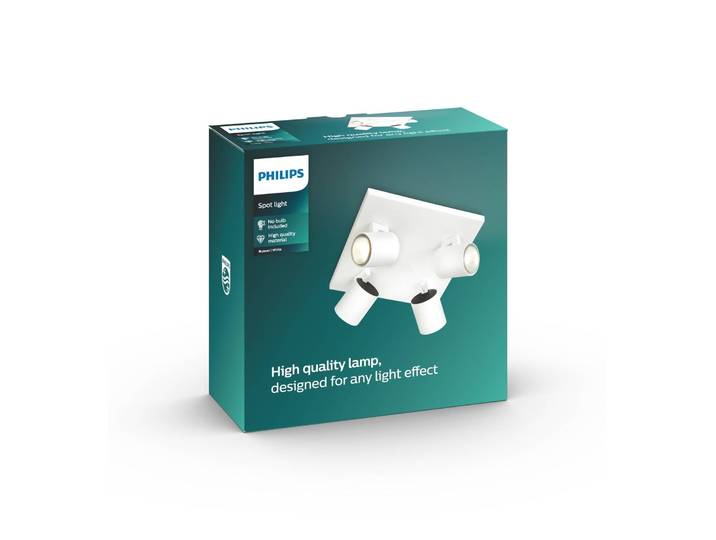 Philips myLiving Runner Deckenspot GU10 4-flg weiß Runner, dimmbar, weiß / opal, für Wohn- / Esszimmer, Aluminium, Strahler