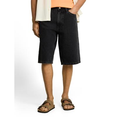 Jeansshorts TOM TAILOR DENIM, Herren, Gr. L, N-Gr, schwarz (clean schwarz stone schwarz denim), Denim/Jeans, Obermaterial: 100% Baumwolle. Futter: 100% Baumwolle, Jeans Jeansshorts, aus Baumwolle, mit Gürtelschlaufen