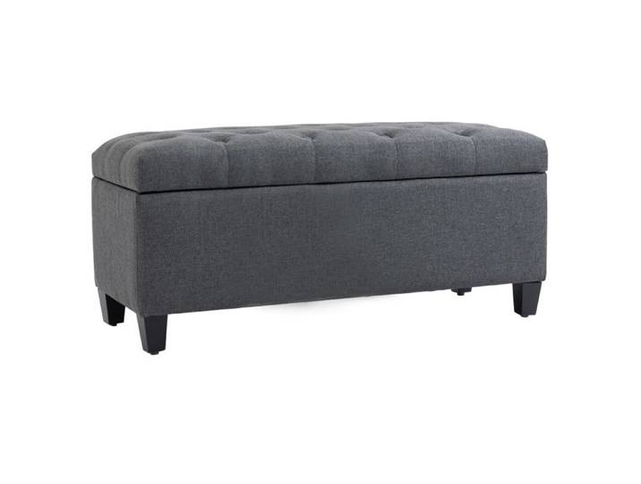 LIA Banc de rangement pouf salon bout de lit coffre de rangement pour salon chambre entrée 100 x 40 x 44 cm gris foncé