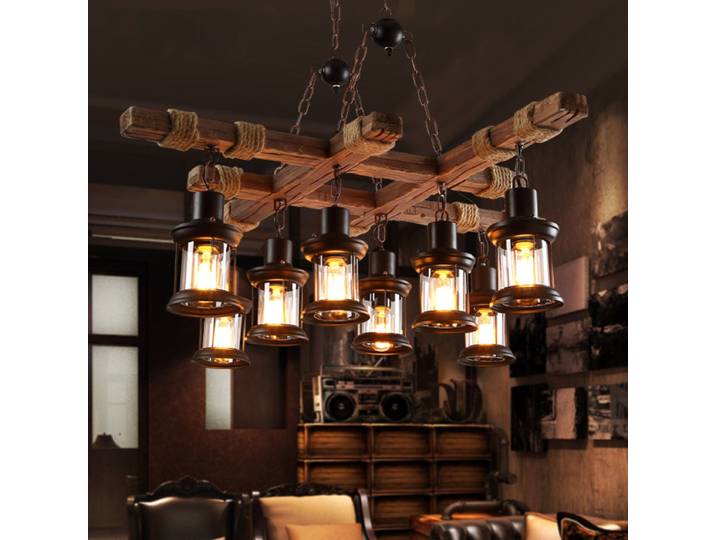 Lampes suspendues en bois Vintage américain industriel rétro bateau lustre en bois café bar Loft Restaurant ferme lampes suspendues