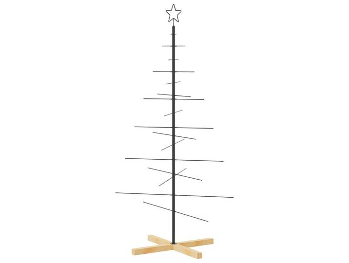 vidaXL Weihnachtsbaum Metall Mit Holzständer Schwarz 150 Cm, 150 cm, Dekoration, Weihnachtsdekoration, Christbäume & Zubehör