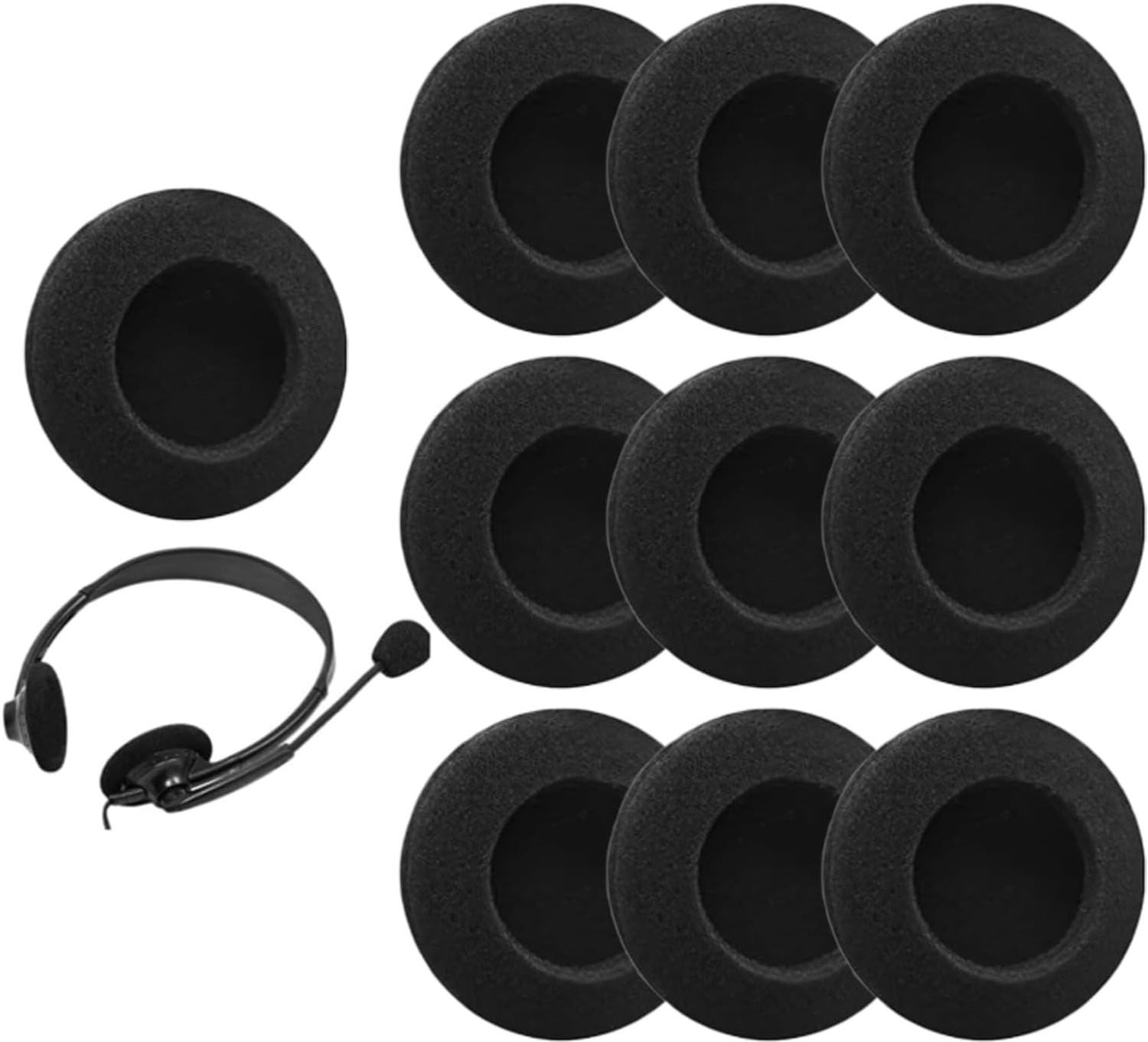 10 Stuks Vervangende Oorkappen voor Hoofdtelefoons - Zwarte Schuim Oorkappen voor Kantoor Telefoons en Headsets