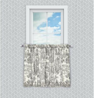 "Wide Width Victoria Park Tailored Tier Curtain Pair by Victoria Park in Grey (Size 68"" W 36"" L)"