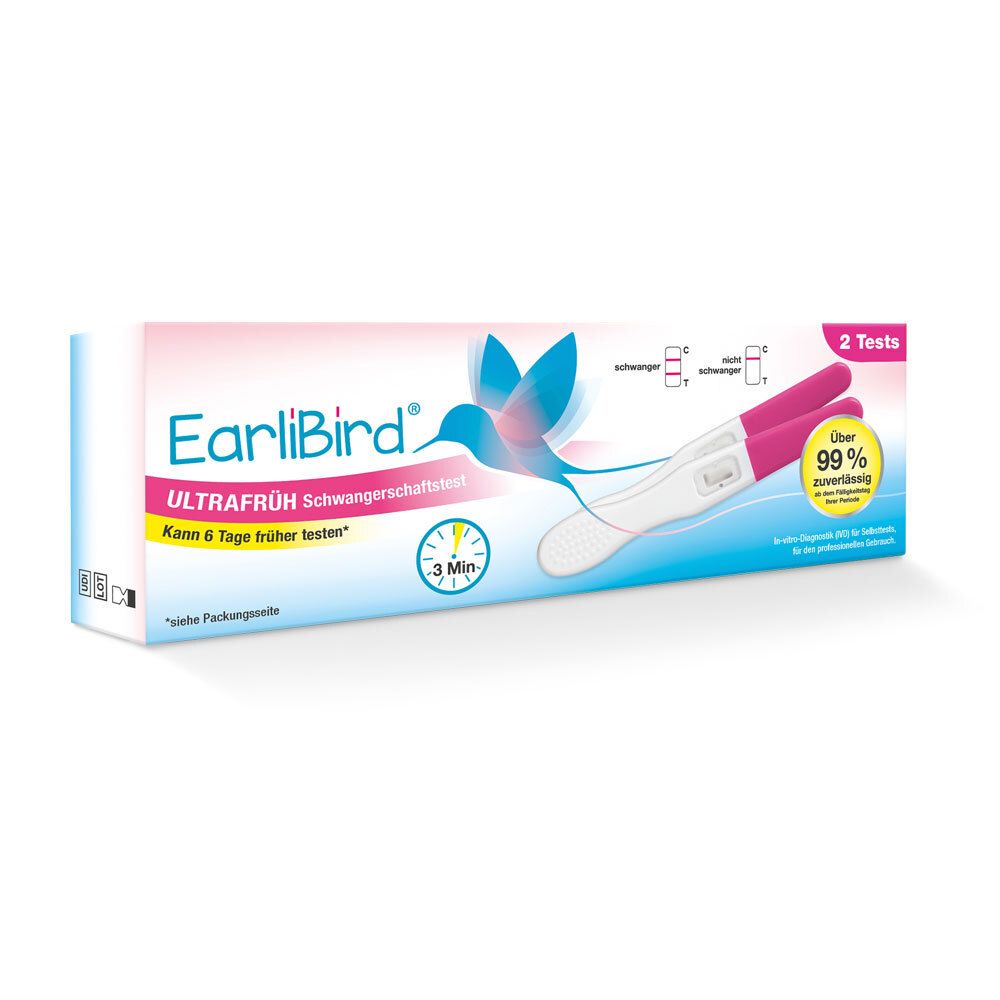 Earlibird Ultrafrüh Schwangerschaftstest Urin Do.P 2 St Teststreifen