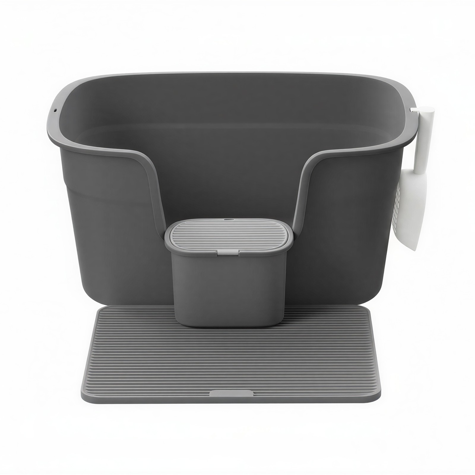 Feandrea Große Katzentoilette mit hohen Seitenwänden, Katzenstreumatte und Schaufel, Aufbewahrungsbox PPTB35003G02