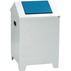 Stumpf & Kossendey Putzwollkasten H680xB400xT400mm Gehäuse lichtgrau, RAL 7035 / Klappe enzianblau, RAL 5010 Stahlblech, Abfalleimer, Blau, Grau